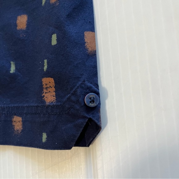 Ben Sherman The Original Stretch Fit Short Sleeve Button Up Blue Brown Shirt XL - Picture 5 of 11